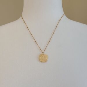 Savvy Cie 22K Gold Plated Initial Coin Necklace Letter: K